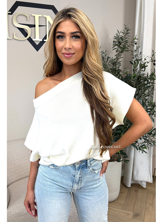 ECRU - 'LUNA TOP' - PREMIUM QUALITY ONE SHOULDER TOP