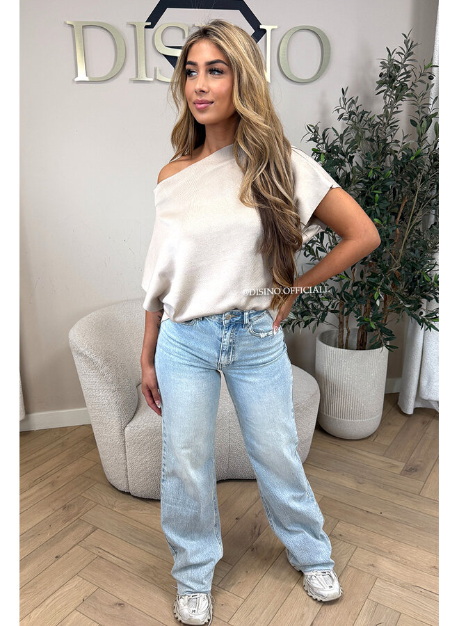 BEIGE - 'LUNA TOP' - PREMIUM QUALITY ONE SHOULDER TOP