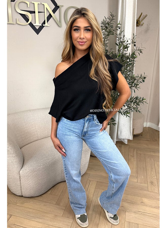 BLACK - 'LUNA TOP' - PREMIUM QUALITY ONE SHOULDER TOP