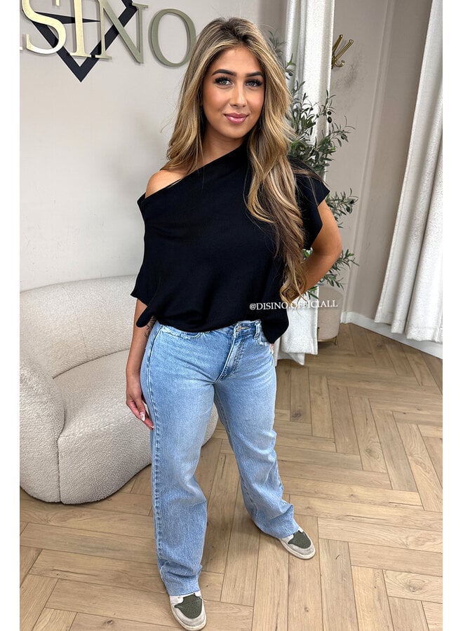 BLACK - 'LUNA TOP' - PREMIUM QUALITY ONE SHOULDER TOP