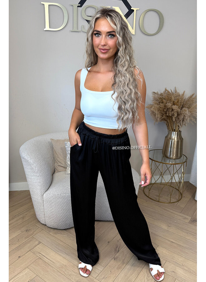 BLACK - 'SARINA' - PREMIUM QUALITY SILKY COMFY PANTS