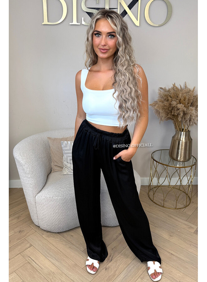 BLACK - 'SARINA' - PREMIUM QUALITY SILKY COMFY PANTS