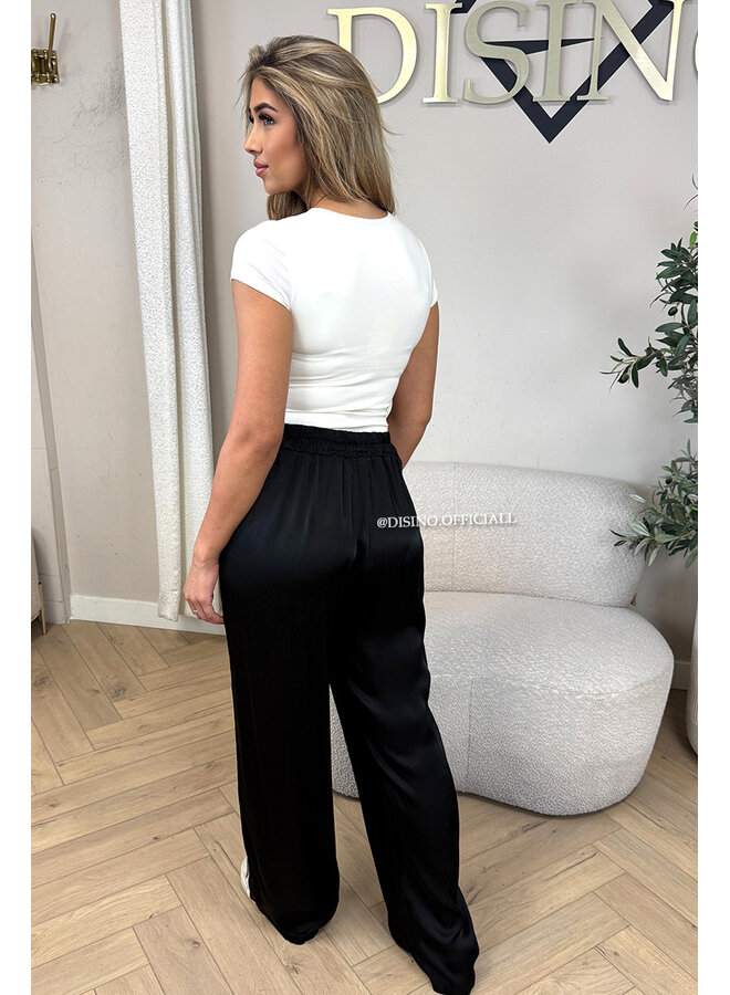 BLACK - 'SARINA' - PREMIUM QUALITY SILKY COMFY PANTS