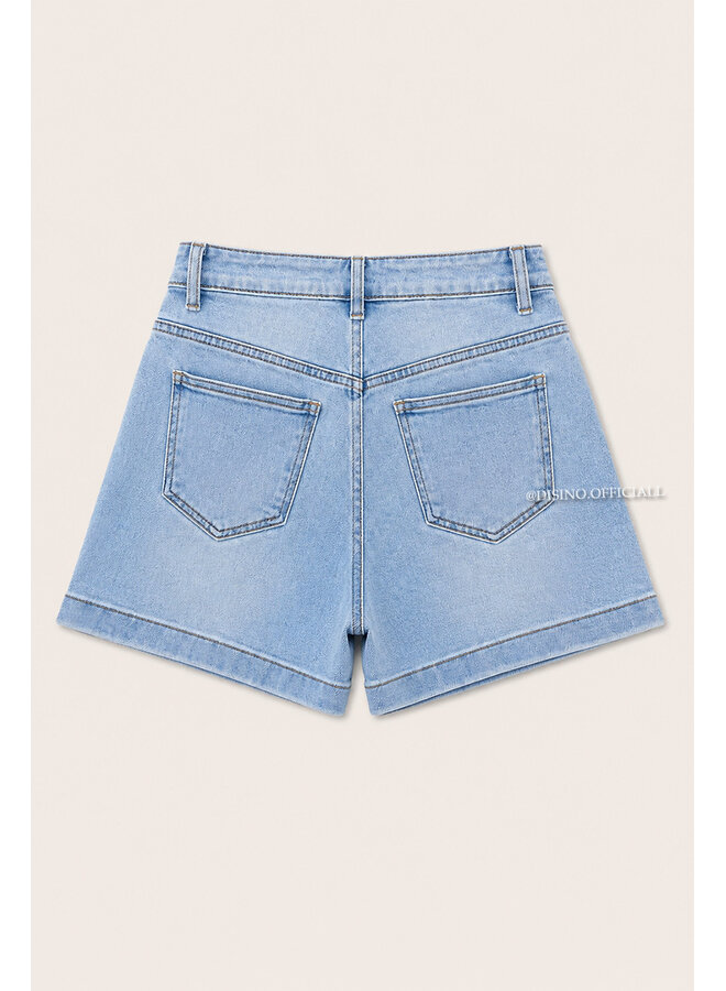 LIGHT BLUE - 'ELLA SHORTS' - SUPER STRETCH DENIM SHORTS