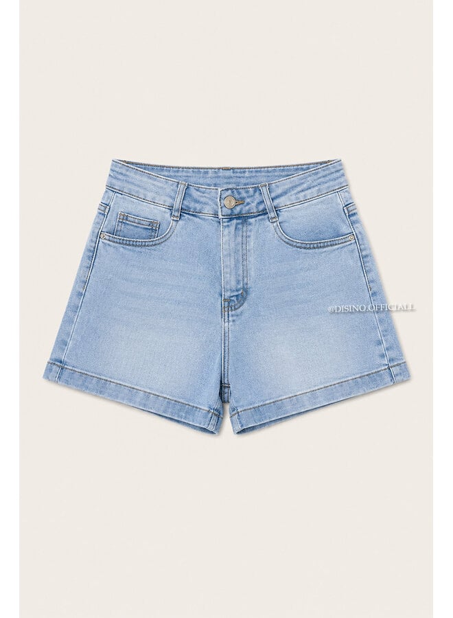 LIGHT BLUE - 'ELLA SHORTS' - SUPER STRETCH DENIM SHORTS