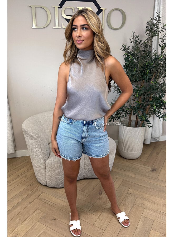 TAUPE - 'MAEVA TOP' - CLASSY SATIN HALTER TOP