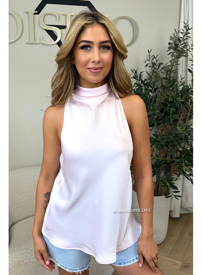 PINK - 'MAEVA TOP' - CLASSY SATIN HALTER TOP
