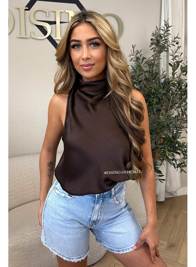 CHOCO - 'MAEVA TOP' - CLASSY SATIN HALTER TOP
