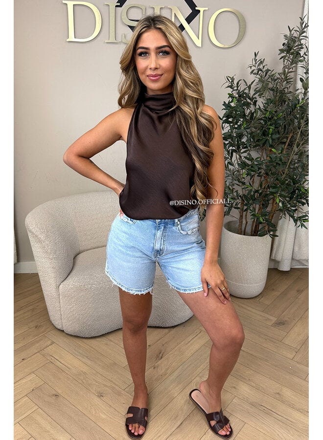 CHOCO - 'MAEVA TOP' - CLASSY SATIN HALTER TOP