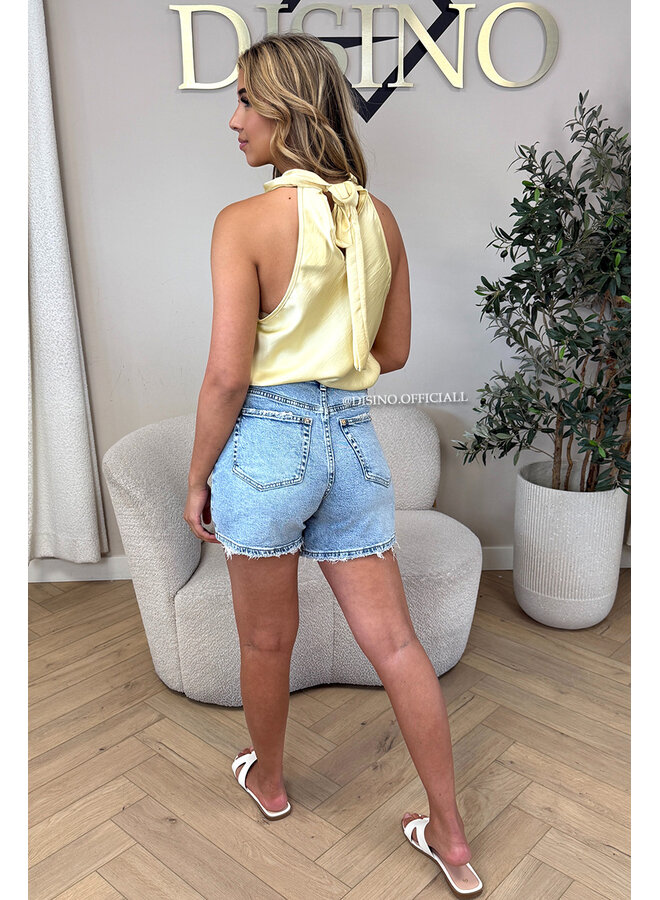 YELLOW - 'MAEVA TOP' - CLASSY SATIN HALTER TOP