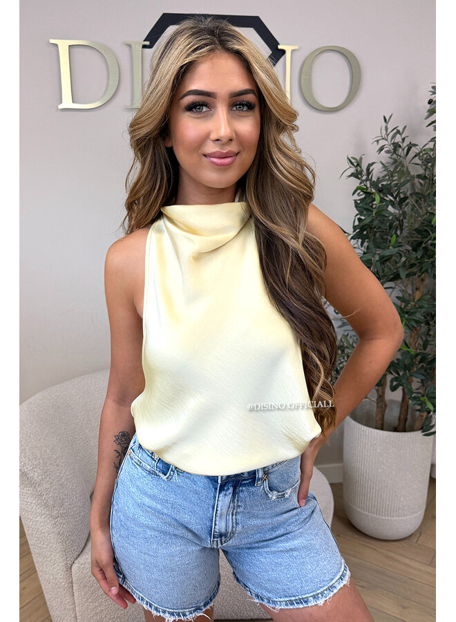 YELLOW - 'MAEVA TOP' - CLASSY SATIN HALTER TOP