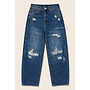 DARK BLUE - 'CAIANO JEANS' - RIPPED STRETCH BALLOON LEG JEANS