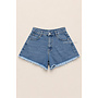 BLUE - 'DAISY SHORT' - STRETCH FRAYED WIDE DENIM SHORT