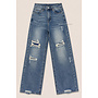 BLUE - 'KYOTO V2' - EXTREME RIPPED STRETCH WIDE LEG JEANS
