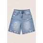 LIGHT BLUE - 'JAYDI BERMUDA SHORT' - SUPER STRETCH RIPPED DETAILS BERMUDA SHORTS