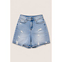 LIGHT BLUE - 'MANDY SHORTS' - SUPER STRETCH RIPPED DETAILS DENIM SHORTS