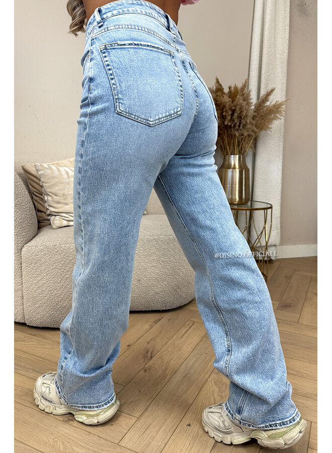 LIGHT BLUE - 'ORLANDO JEANS' - PERFECT WASHING STRETCH WIDE LEG JEANS