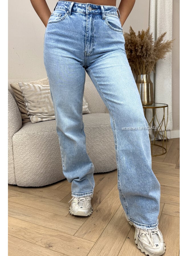 LIGHT BLUE - 'ORLANDO JEANS' - PERFECT WASHING STRETCH WIDE LEG JEANS