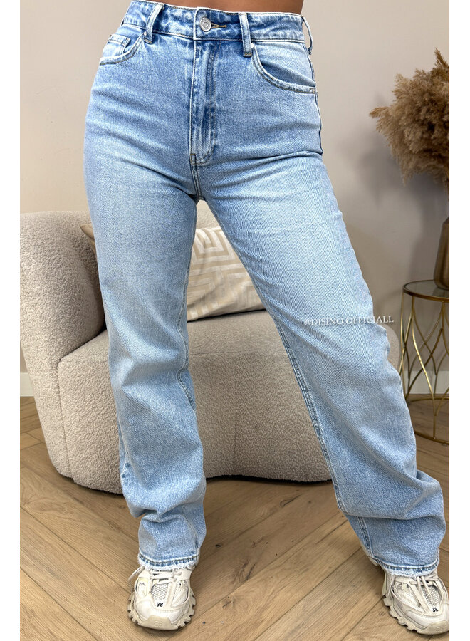 LIGHT BLUE - 'ORLANDO JEANS' - PERFECT WASHING STRETCH WIDE LEG JEANS