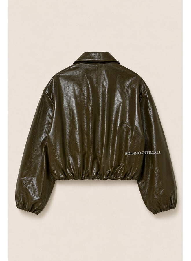 GREEN - 'CHARLY JACKET' - PRETTY LAQUÉ CROPPED JACKET