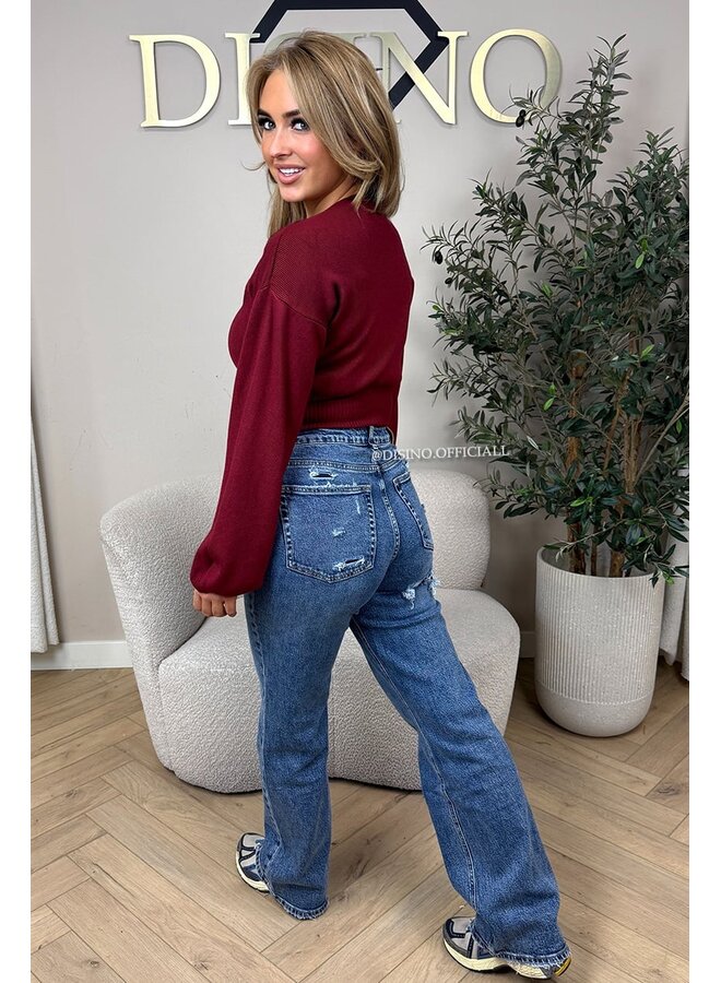 BORDEAUX - 'ILAYDA KNIT' - CROPPED BELL SLEEVE KNIT