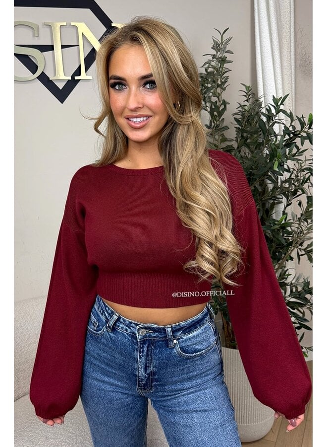BORDEAUX - 'ILAYDA KNIT' - CROPPED BELL SLEEVE KNIT