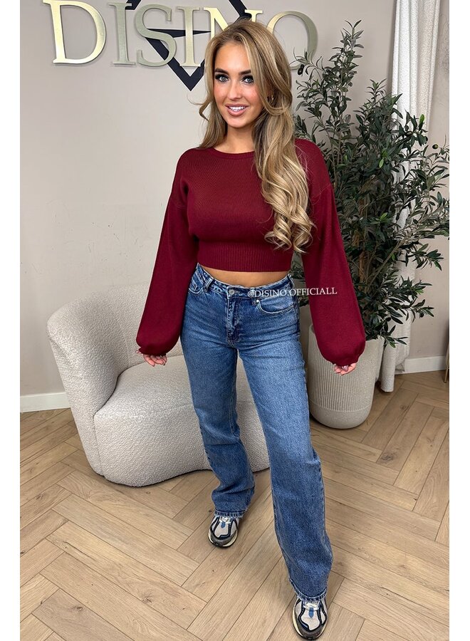 BORDEAUX - 'ILAYDA KNIT' - CROPPED BELL SLEEVE KNIT