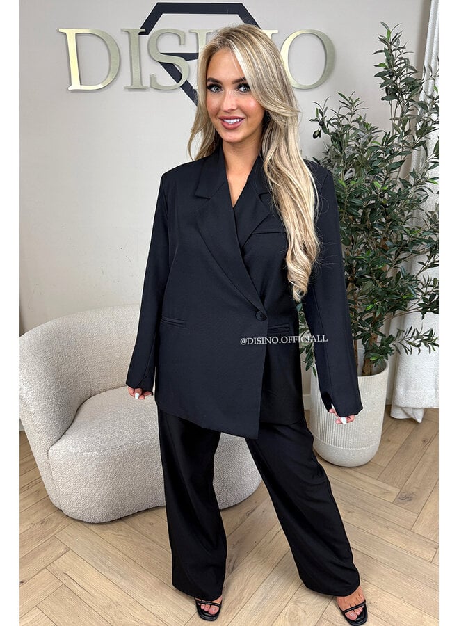 BLACK - 'MAEVA BLAZER SET' - OVERSIZED BOYFRIEND BLAZER + PANTALON SET