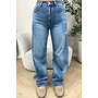DARK BLUE - 'SEATTLE' - STRETCH DAMAGED BALLOON LEG JEANS