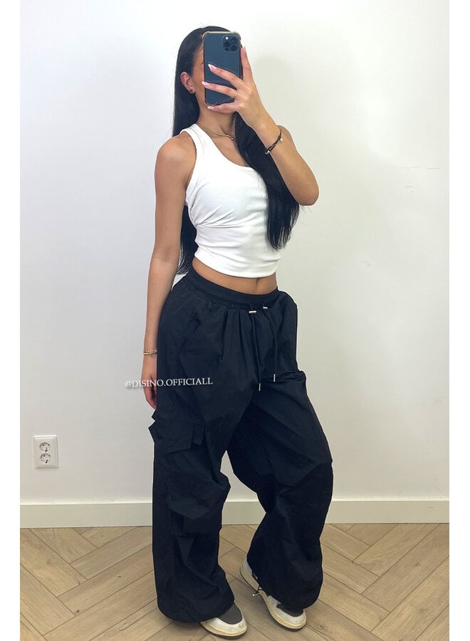 BLACK - 'CHRISSIE PANTS' - PARACHUTE CARGO PANTS