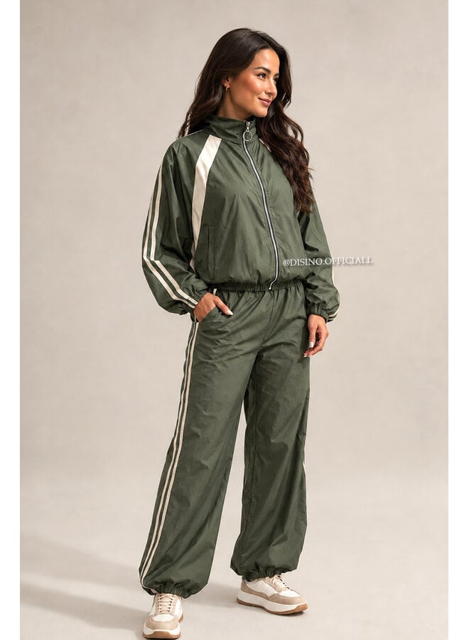 GREEN - 'ALEXIS SET' - STRIPED JOGGER + JACKET SET