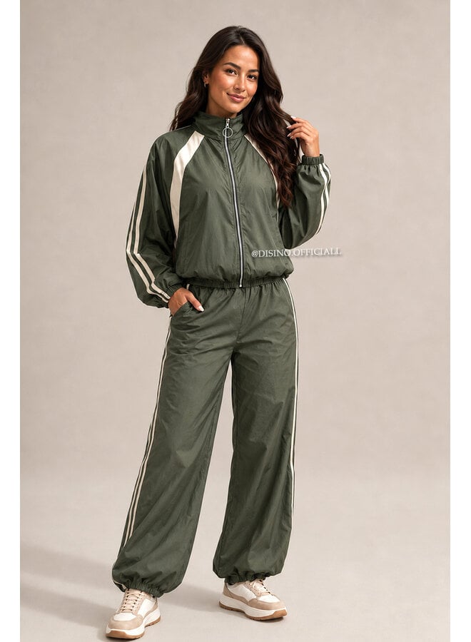 GREEN - 'ALEXIS SET' - STRIPED JOGGER + JACKET SET