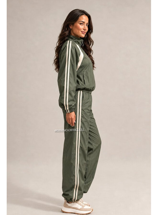 GREEN - 'ALEXIS SET' - STRIPED JOGGER + JACKET SET