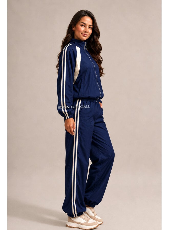 NAVY BLUE - 'ALEXIS SET' - STRIPED JOGGER + JACKET SET