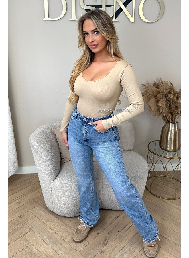 BLUE - 'ORLANDO JEANS' - PERFECT WASHING STRETCH WIDE LEG JEANS