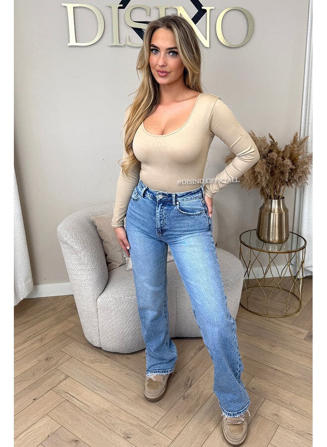 BLUE - 'ORLANDO JEANS' - PERFECT WASHING STRETCH WIDE LEG JEANS