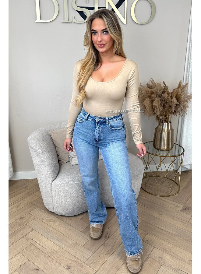 BLUE - 'ORLANDO JEANS' - PERFECT WASHING STRETCH WIDE LEG JEANS