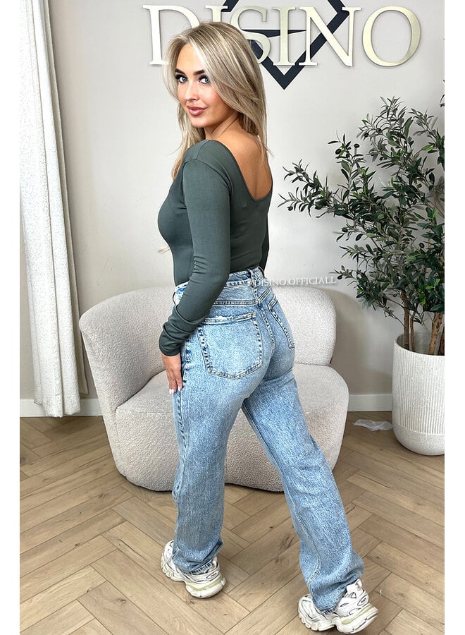 KHAKI GREEN - 'JAMILLA BODYSUIT' - SUPER SHAPING RIBBED BODYSUIT