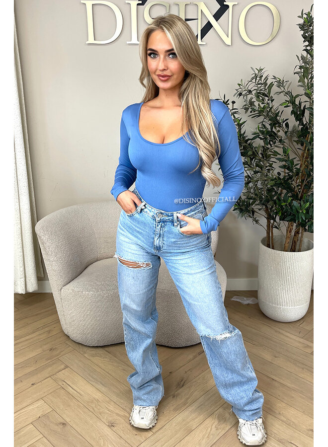 JEANS BLUE - 'JAMILLA BODYSUIT' - SUPER SHAPING RIBBED BODYSUIT