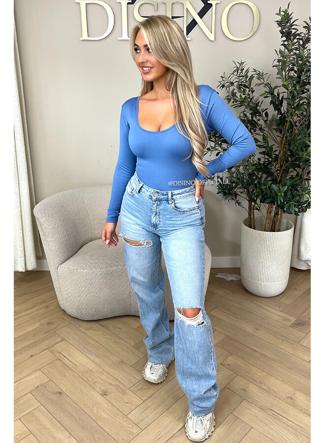 JEANS BLUE - 'JAMILLA BODYSUIT' - SUPER SHAPING RIBBED BODYSUIT