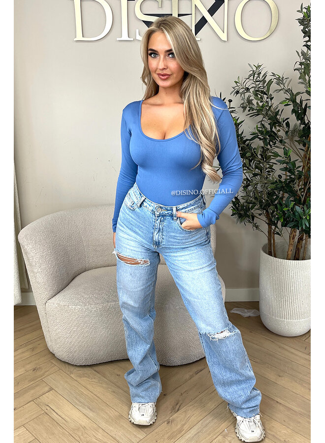 JEANS BLUE - 'JAMILLA BODYSUIT' - SUPER SHAPING RIBBED BODYSUIT