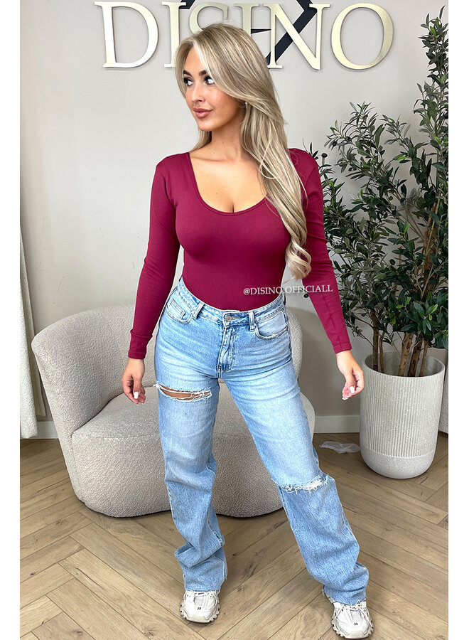 BORDEAUX - 'JAMILLA BODYSUIT' - SUPER SHAPING RIBBED BODYSUIT