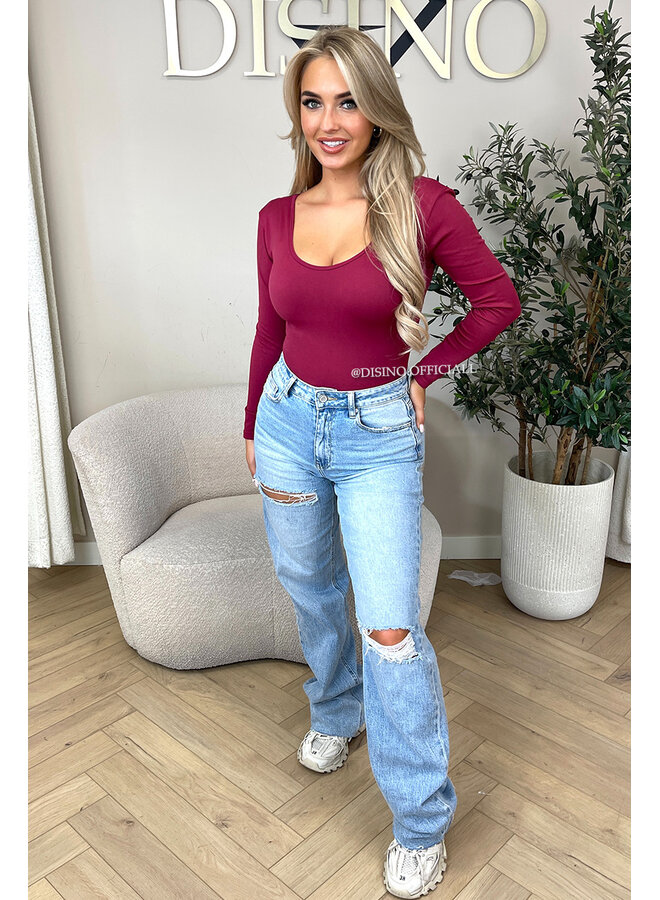 BORDEAUX - 'JAMILLA BODYSUIT' - SUPER SHAPING RIBBED BODYSUIT