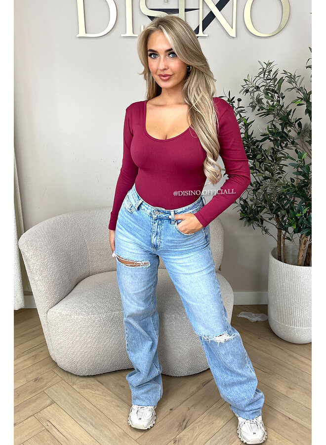 BORDEAUX - 'JAMILLA BODYSUIT' - SUPER SHAPING RIBBED BODYSUIT