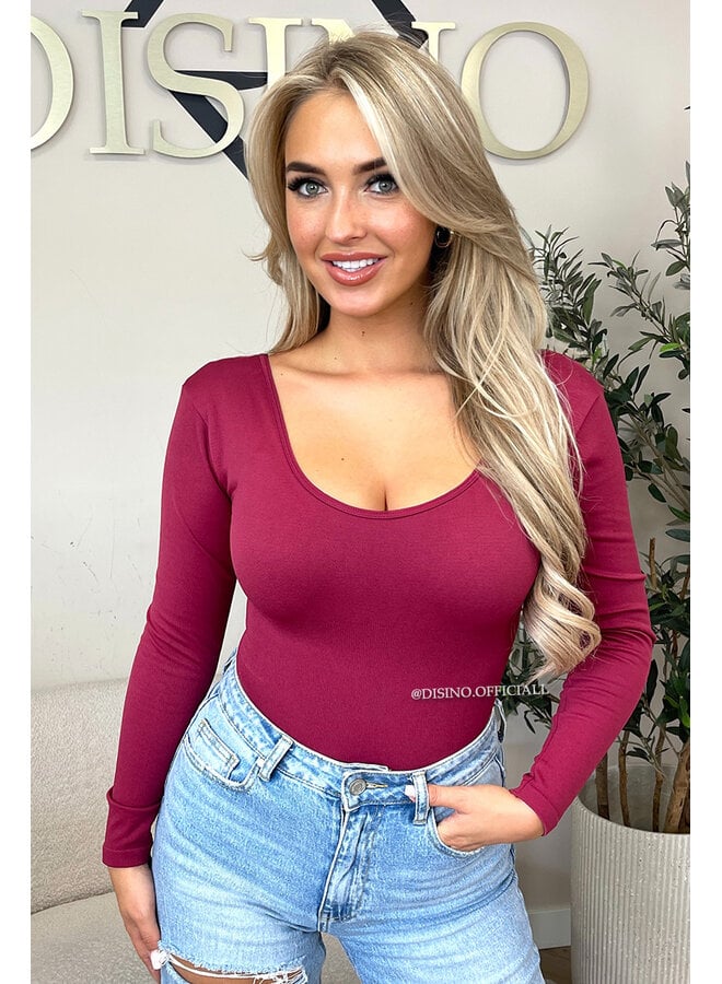 BORDEAUX - 'JAMILLA BODYSUIT' - SUPER SHAPING RIBBED BODYSUIT