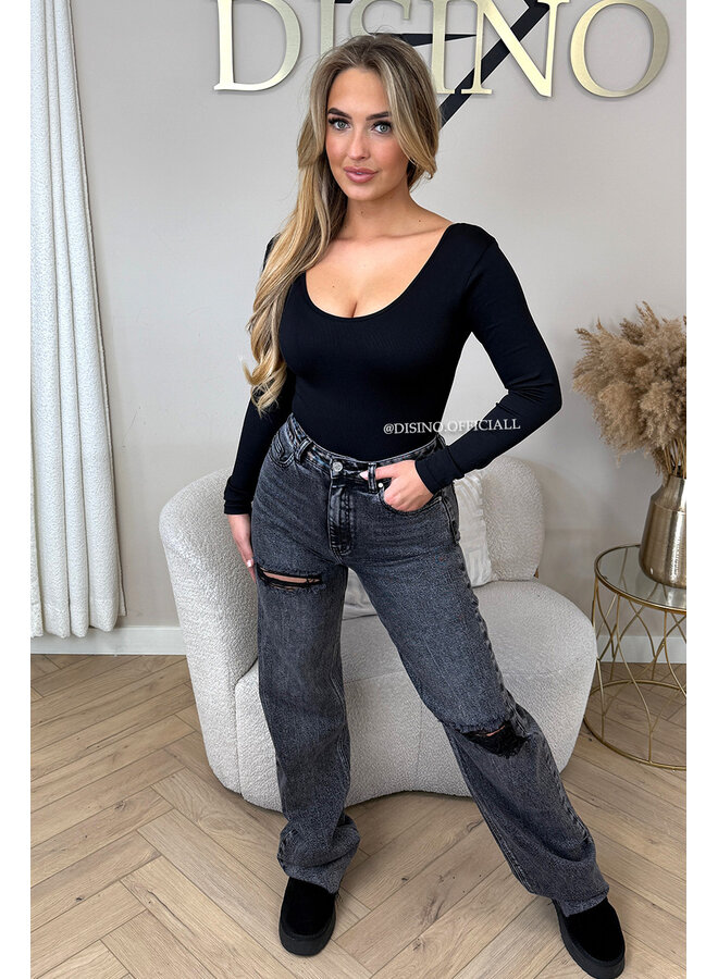 BLACK - 'JAMILLA BODYSUIT' - SUPER SHAPING RIBBED BODYSUIT