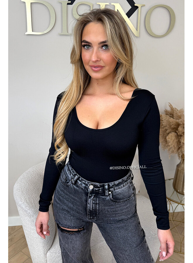 BLACK - 'JAMILLA BODYSUIT' - SUPER SHAPING RIBBED BODYSUIT