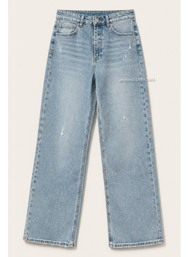 VINTAGE BLUE - 'MCKENZIE' - HIGH WAIST STRETCH WIDE LEG JEANS