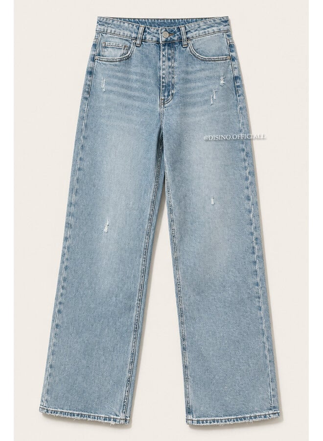 VINTAGE BLUE - 'MCKENZIE' - HIGH WAIST STRETCH WIDE LEG JEANS