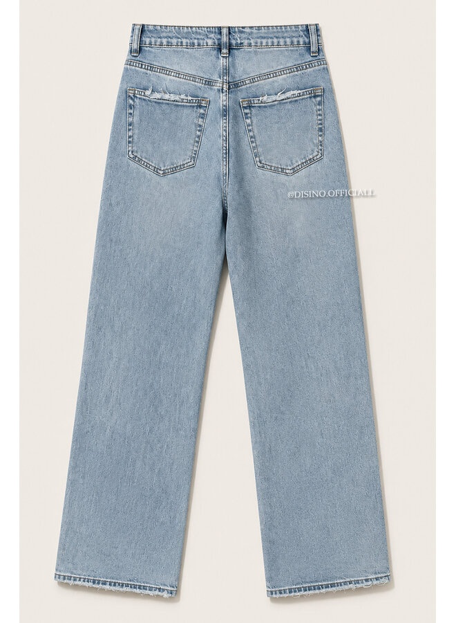VINTAGE BLUE - 'MCKENZIE' - HIGH WAIST STRETCH WIDE LEG JEANS